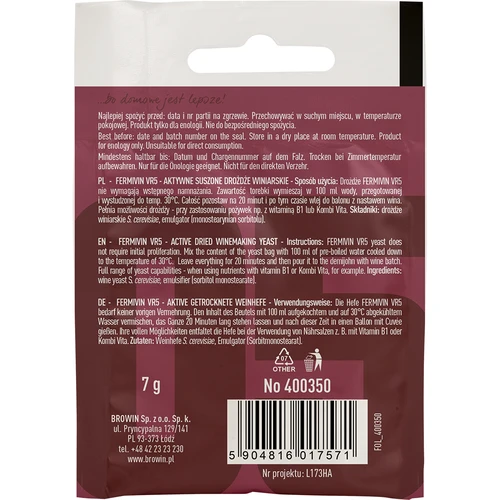 Levadura para vino Fermivin VR5 7g - 2