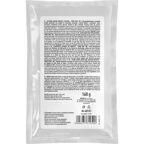 Levadura para vino Turbo Fruit 5-7 días 100 L - 2