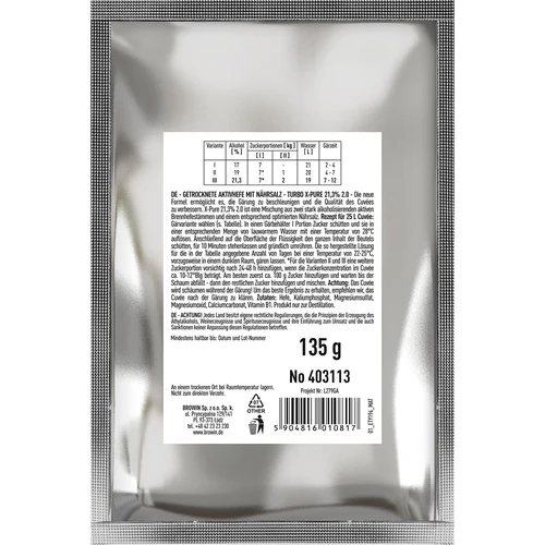Levadura Turbo X-Pure 21,3%, 48h, 135 g - 2