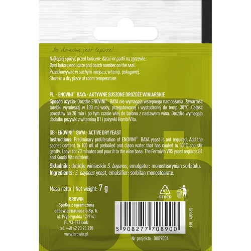 Levaduras para vino Enovini BAYA, 7 g - 2