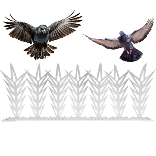 Listones con púas repelentes de aves, decorativos, blancos - de plástico, 6 uds. - 4