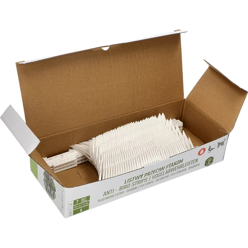 Listones con púas repelentes de aves, decorativos, blancos - de plástico, 6 uds. - 8