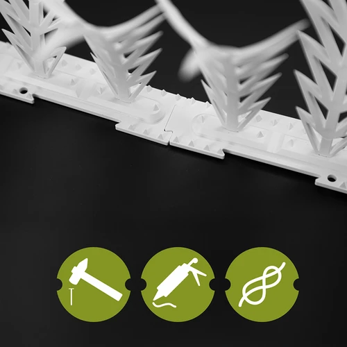 Listones con púas repelentes de aves, decorativos, blancos - de plástico, 6 uds. - 6