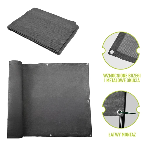 Malla de sombreado (80%, 140 g/m2) 0,9x5 m, grafito - 6