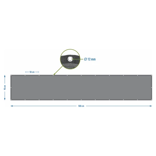 Malla de sombreado (80%, 140 g/m2) 0,9x5 m, grafito - 7