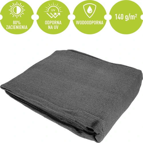 Malla de sombreado (80%, 140 g/m2) 1,5 x 5 m, grafito - 5