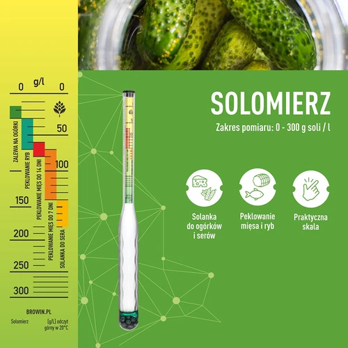 Medidor de sal irrompible con tubo de ensayo, rango de medición: 0-300 g de sal/L - 5