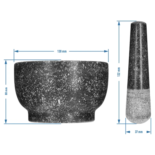 Mortero de cocina de granito - 13cm - 8