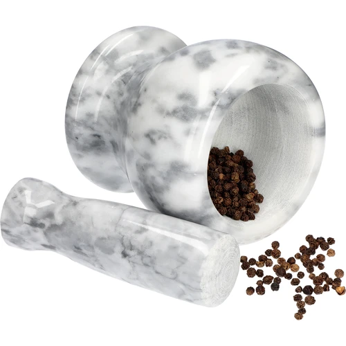 Mortero de cocina de mármol gris - 10 cm - 9