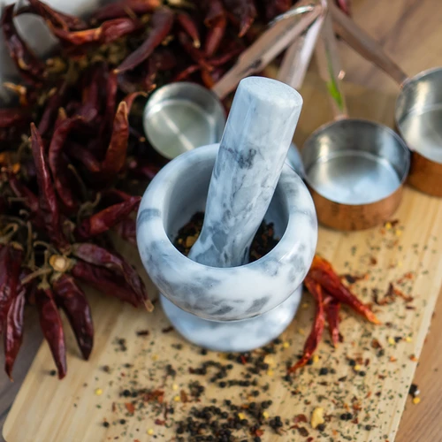 Mortero de cocina de mármol gris - 10 cm - 11