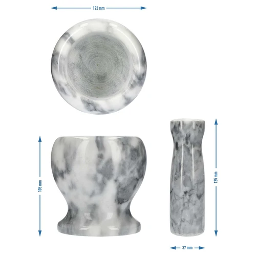 Mortero de cocina de mármol gris - 10 cm - 10