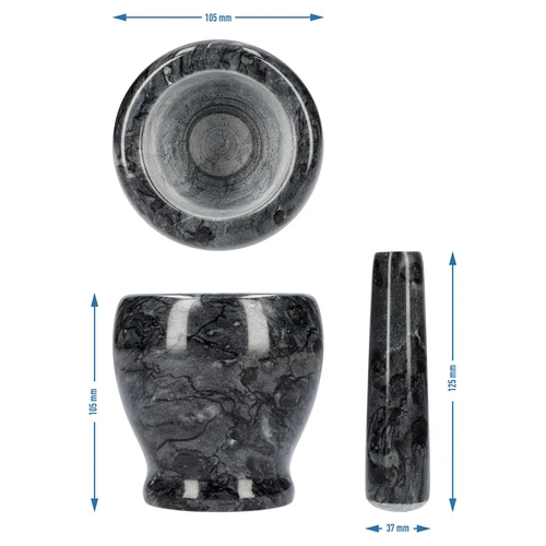 Mortero de cocina de mármol negro - 10 cm - 10