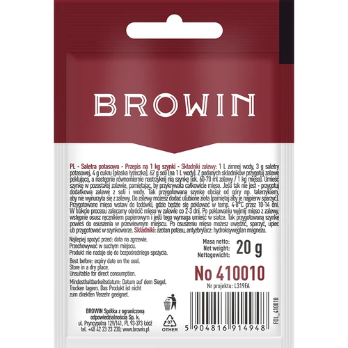 Nitrato de potasio para curar carne - 20 g - 2