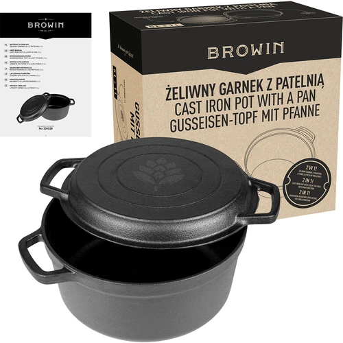 Olla de hierro fundido con sartén, 5 l - 10