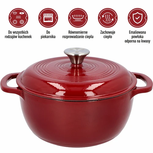Olla de hierro fundido esmaltada - burdeos, 4 L - 5