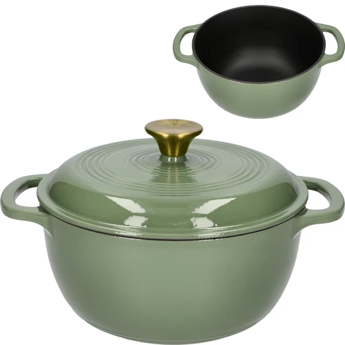 Olla de hierro fundido esmaltada - color salvia, 4L