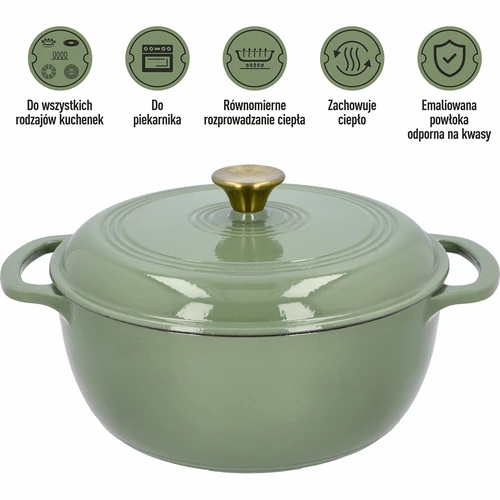 Olla de hierro fundido esmaltada - color salvia, 5,8L - 5