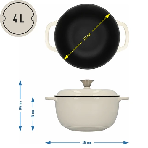 Olla de hierro fundido esmaltada - ecru, 4 L - 4