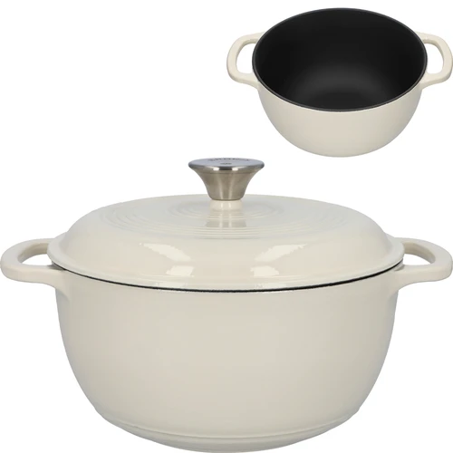 Olla de hierro fundido esmaltada - marfil, 4 L  - 1 