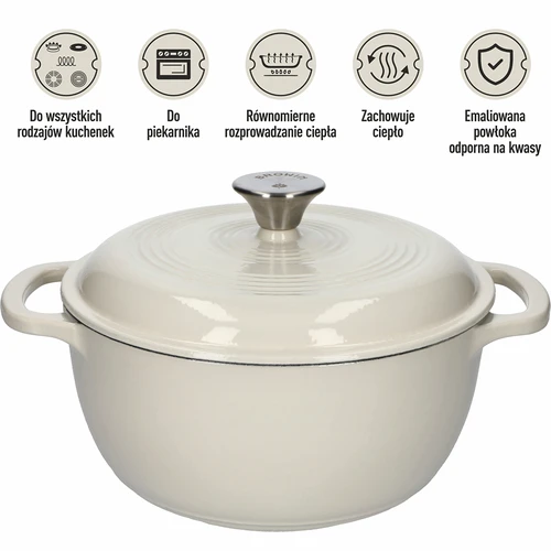 Olla de hierro fundido esmaltada - marfil, 4 L - 5