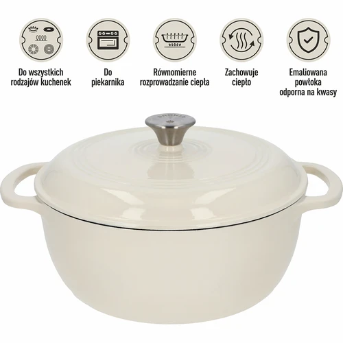 Olla de hierro fundido esmaltado - marfil, 5,8L - 5