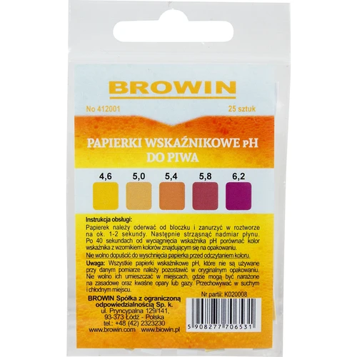 Papel indicador de pH para cerveza - tornasol  - 1 