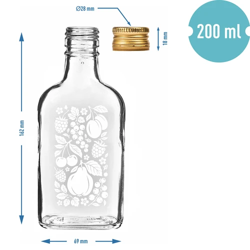 Petaca de 200 ml con tapón de rosca y estampado «Frutas», modelo 2 - 4