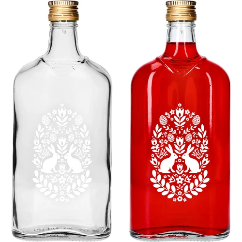 Botella tipo petaca 500 ml con tapón de rosca, estampado "Pascua", 1 ud.  - 1 