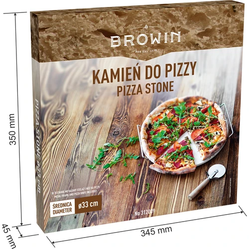 Piedra para pizza con asa y cuchillo, Ø 33 cm - 9