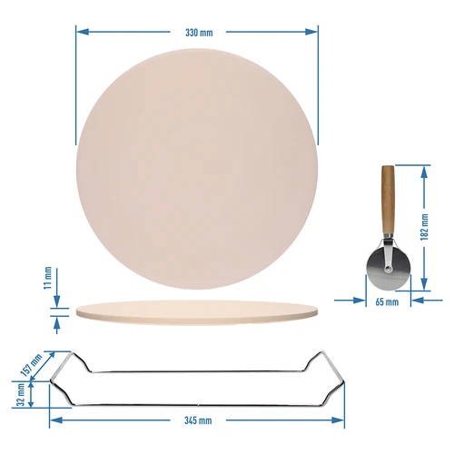 Piedra para pizza con asa y cuchillo, Ø 33 cm - 8
