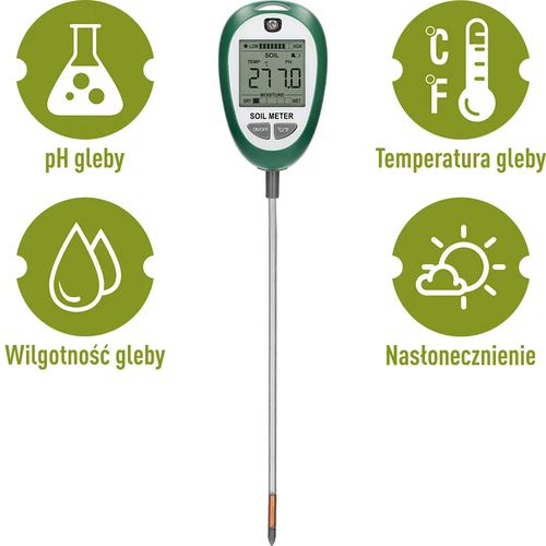 Probador de sustrato 4 en 1-pH, humedad, C, luz solar - 2