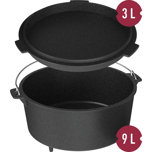 $PRY Caldero colgante con sartén,2en1,hierro fundido 9l+3l - 8