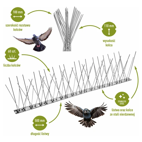 Púas contra aves (tira de metal) 10 piezas DIY - 3
