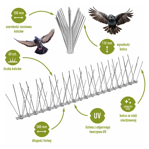 Púas contra aves (tira de plástico) 10 unidades DIY - 3