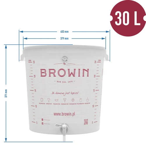 Recipiente de fermentación de 30L con tapa y grifo - 10
