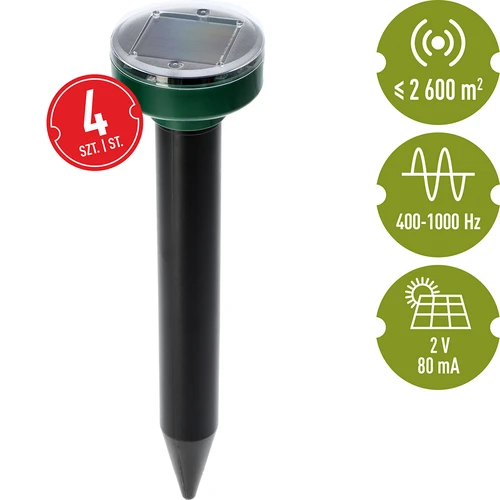 Repelente solar de topos – protección eficaz, segura y humanitaria para el jardín, conjunto de 4 piezas. - 8