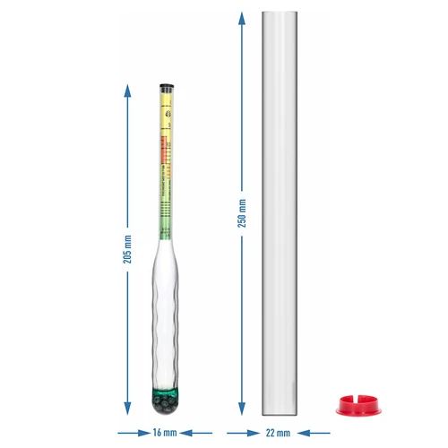Salinómetro irrompible con probeta, rango de medición: 0-300 g de sal/L - 5