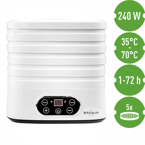 Secadora de alimentos con regulación de temperatura, 240W, blanca - 9