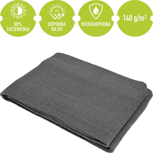 Siatka cieniująca (80%, 140 g/m2) 0,9x5 m, grafitowa - 5