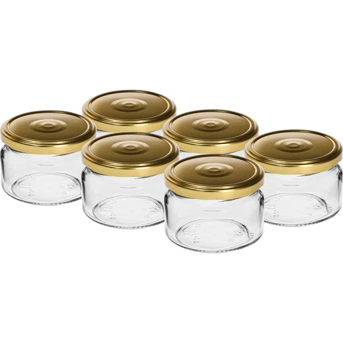 Słoik niski 200ml - z złotą zakrętką fi 82/6, 6szt.