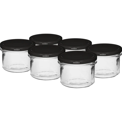 Słoik prosty 235 ml (fi82) z zakrętką czarną 6 szt.