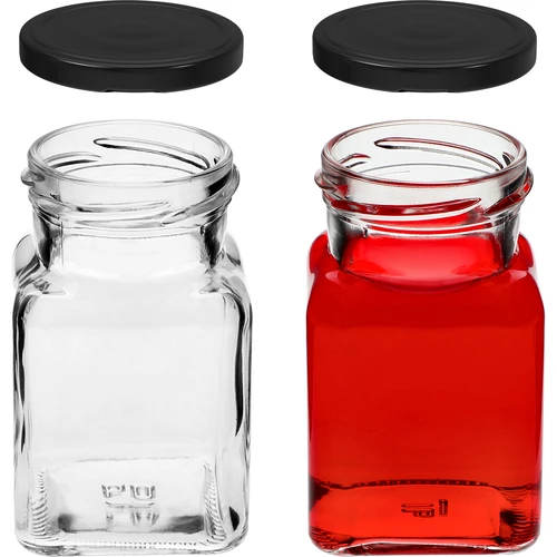 Słoik twist off 150ml Cztery kąty fi 53 z czarną zakrętką, 6 szt. - 5