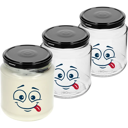 Słoik twist-off 580ml z nadrukiem Buźka i zakrętką fi 82/6 - 3 szt.