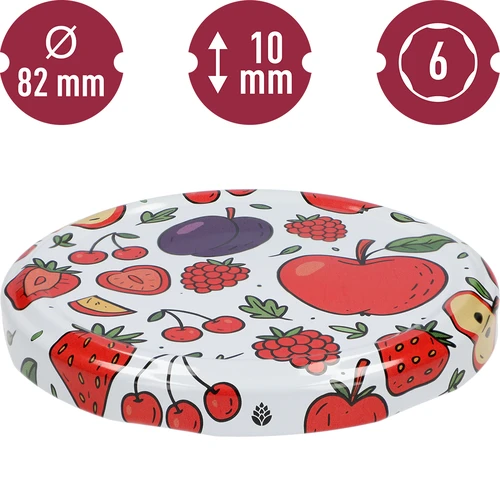 Tapa con estampado - motivo Frutas, fi 82/6, 10 uds. - 3