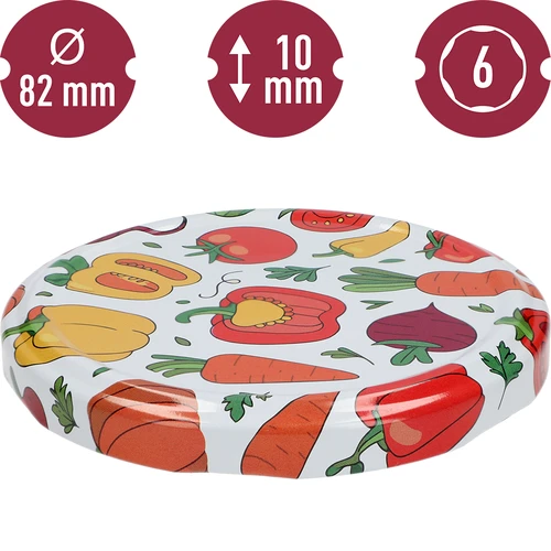 Tapa con estampado - motivo Verduras, Ø 82/6 (6 garras), 10 uds. - 3