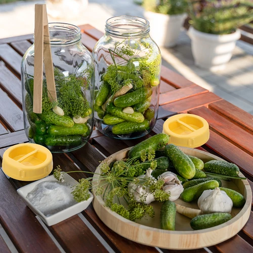 Tapa TO Ø 100 mm amarilla, de plástico, con asa, para tarros de vidrio - 4