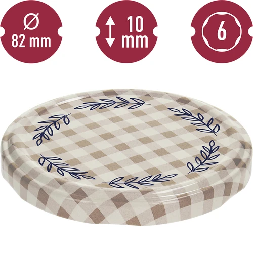 Tapa Twist-Off fi82/6, cuadros beige, 10 uds. - 2
