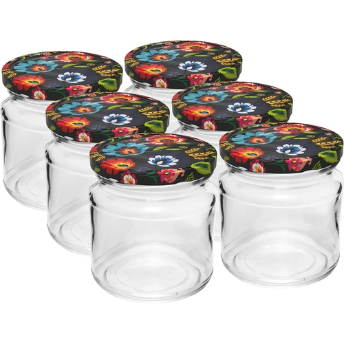 Tarro 212ml con tapa de color fi66 - 6uds.