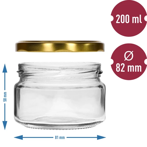 Tarro de caviar 200ml fi82/6 con tapa dorada 6uds - 5