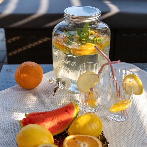 Tarro para limonada, con grifo - de vidrio, 4 L - 6